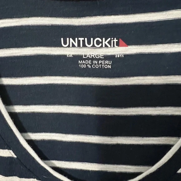 Untuckit Navy Blue And White Striped Maxi Sleeveless Dress Size Large - Picture 3 of 4